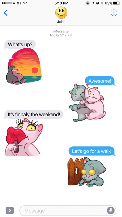 Two Funny Cats Stickers