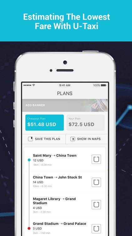 Save Money for U-Taxi - Cheapest fare estimate