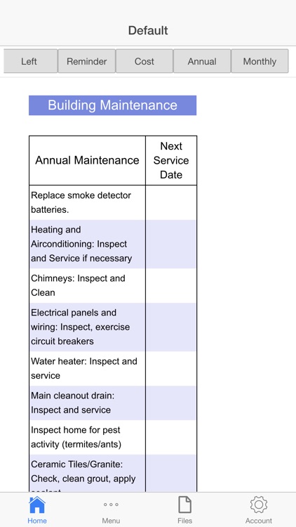 Building Maintenance Planner
