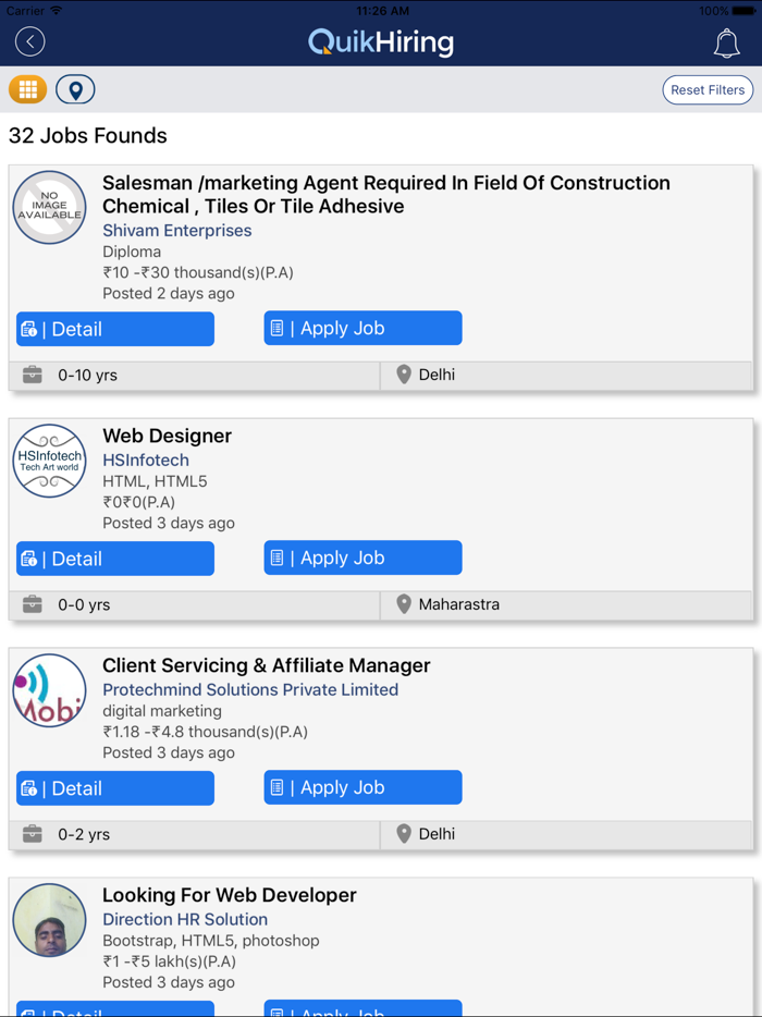 QuikHiring Job Search Video CV