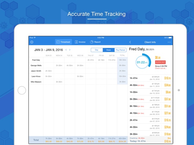 hours keeper time tracking timesheet billing on the app store