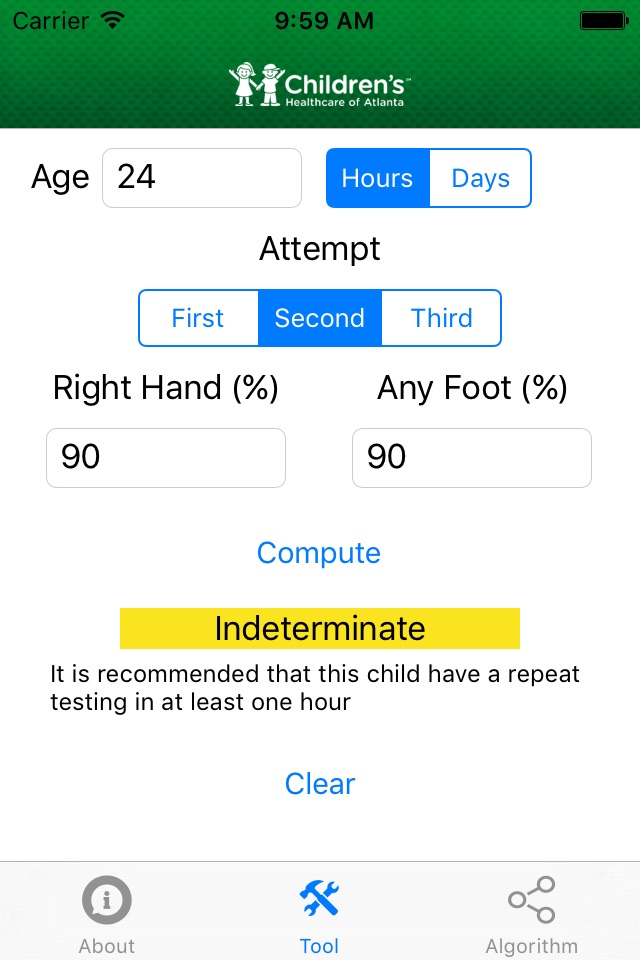 CCHD PulseOx screening screenshot 2