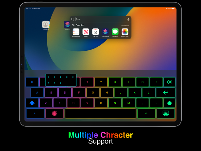 Captura de tela do teclado RGB