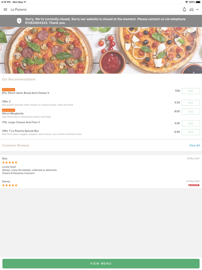 La Pizzeria Bridlington.