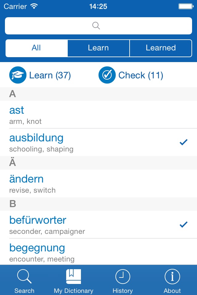 German−English dictionary screenshot 3