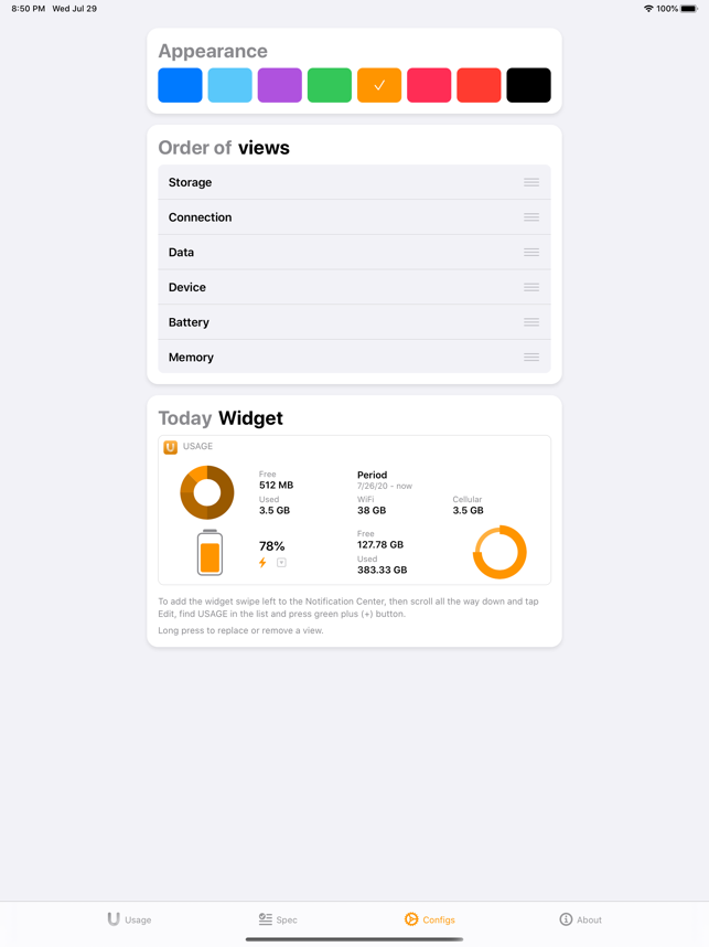 ‎Usage - System Widgets Screenshot