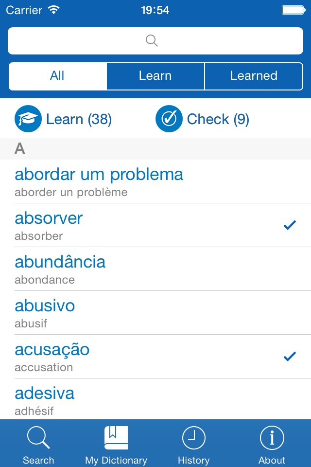 Portuguese−French dictionary screenshot 3