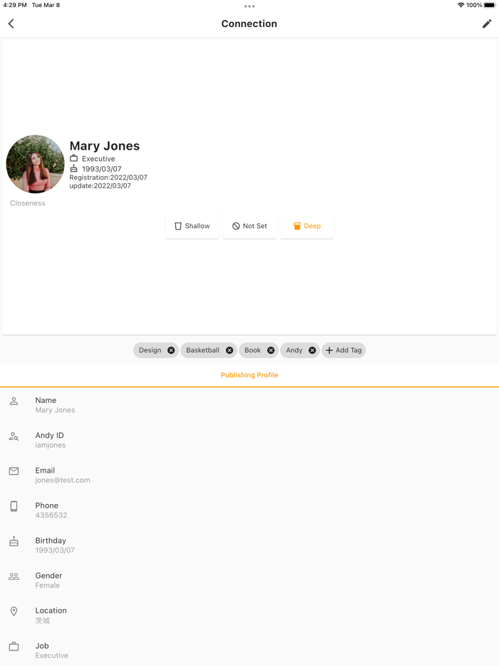 Andy organizes connections