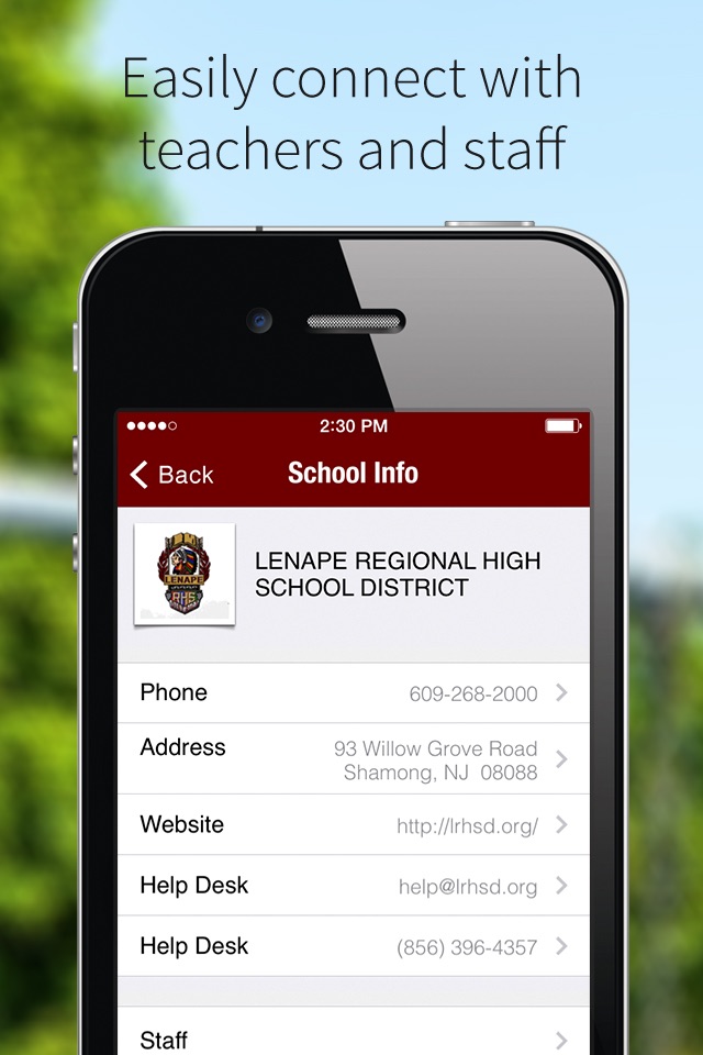 Lenape Regional HSD screenshot 2