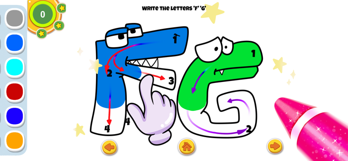 Glitter Cute Alphabet Coloring