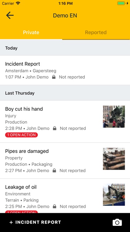 Incident reporting & followup