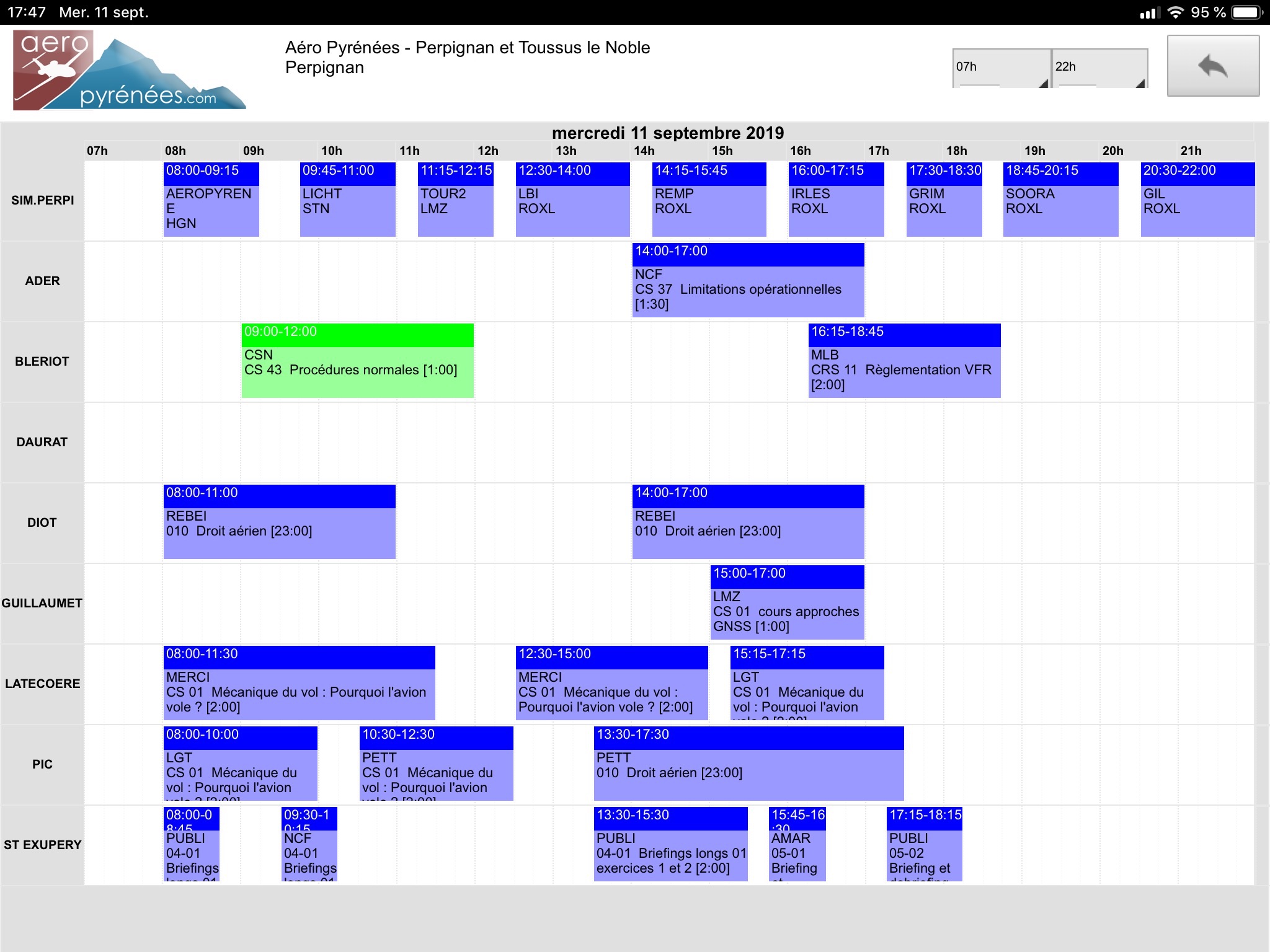 Planning Aéropyrénées screenshot 2