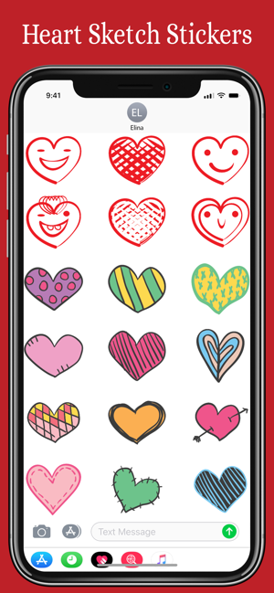 Heart Sketch iMessage Stickers(圖2)-速報App