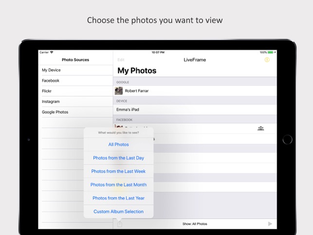 Liveframe On The App