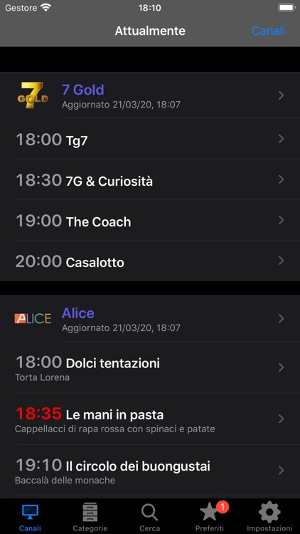 Italian TV Schedule