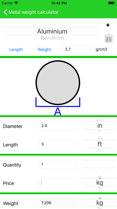 Weight calculator for metals screenshot 4