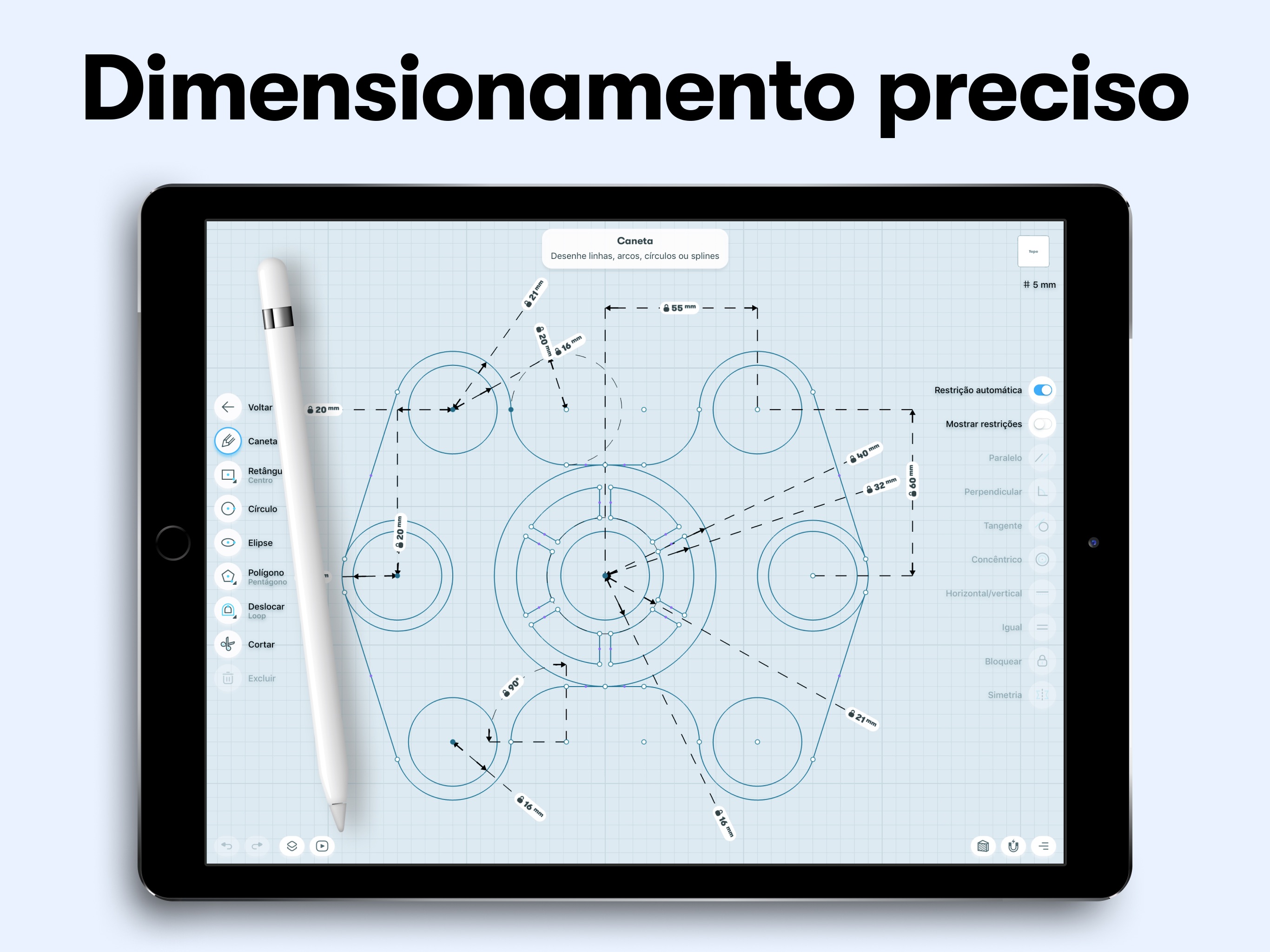 Screenshot do app Shapr: CAD para modelagem 3D