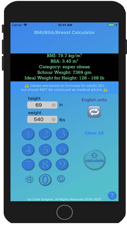 BMI BSA Breast Reduction Calc by Edward Ray