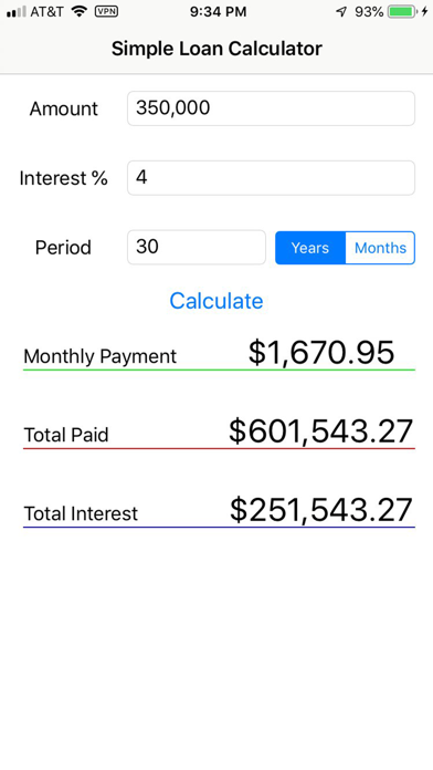 Simple Loan Calculator SS screenshot 2