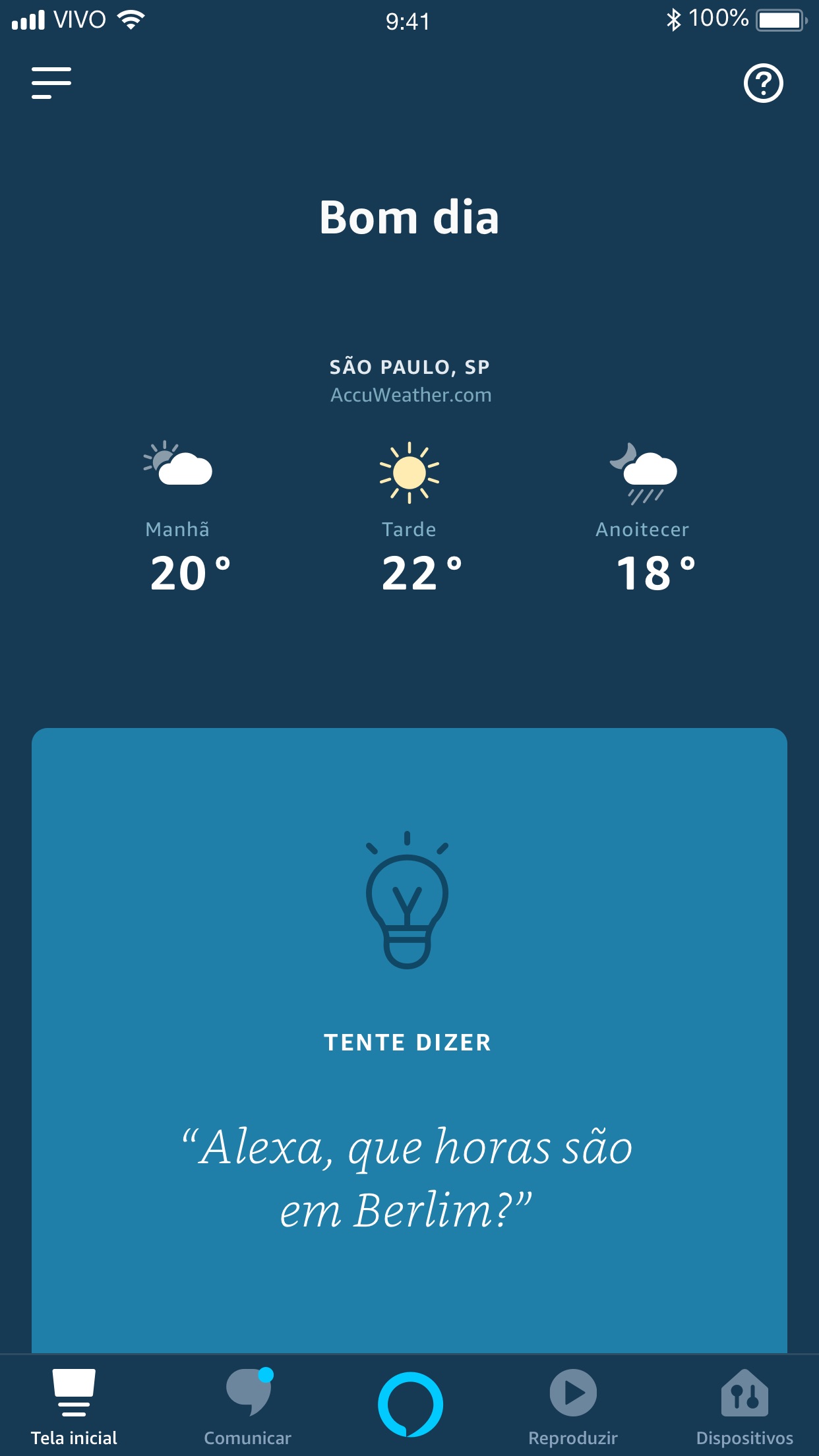 Screenshot do app Amazon Alexa