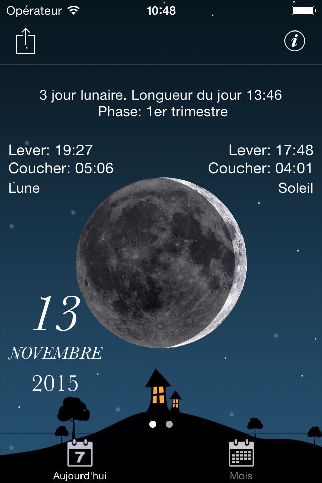 Sky and Moon phases calendar screenshot 2