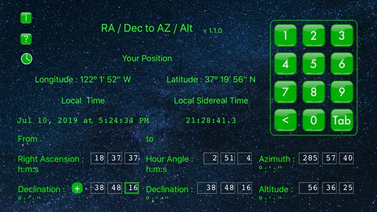 RA/Dec - AZ/Alt