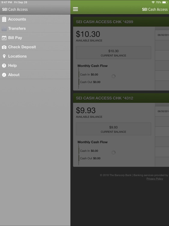 SEI Cash Access for iPad