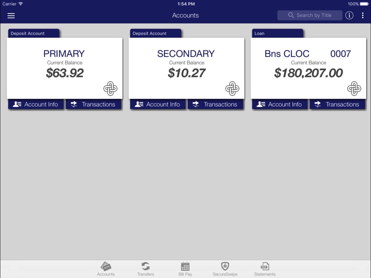 United Bank's App for iPad