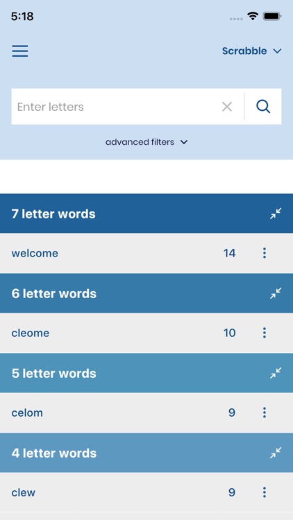 WordFinder: Unscramble words