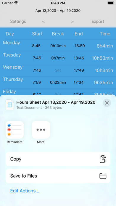 Work Hours Tracker Time Sheet screenshot 4