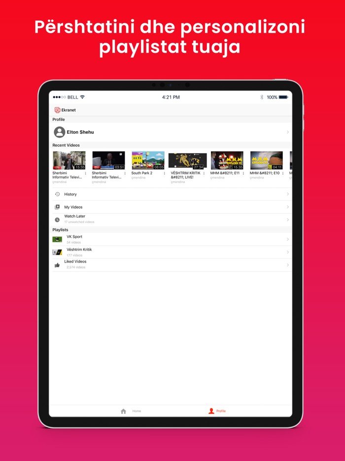Ekranet platforma per video