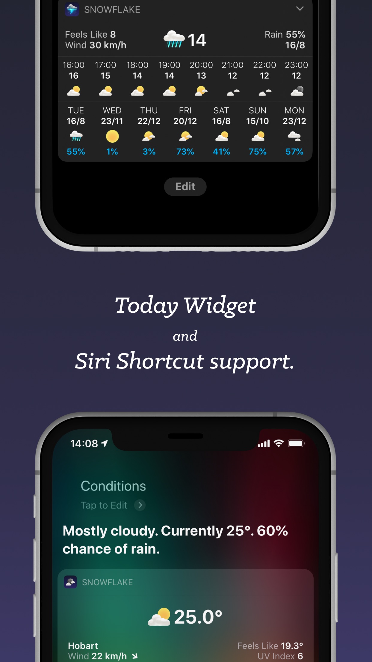 Screenshot do app Snowflake Weather