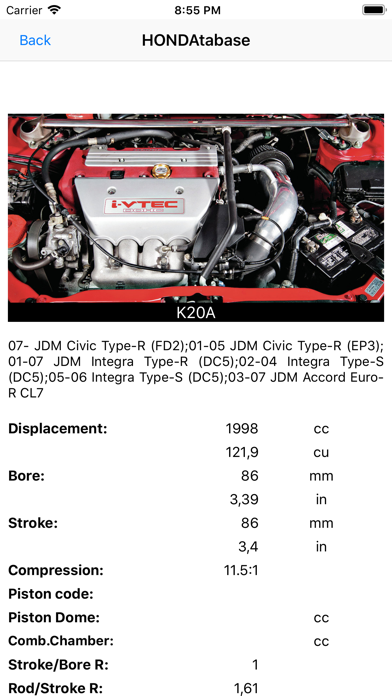 HONDAtabase screenshot 2