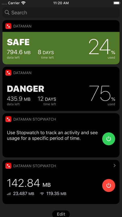 DataMan - track data usage