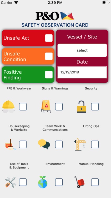 P&O Safety Observation Card