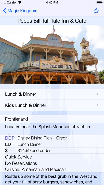 Dining for Disney World