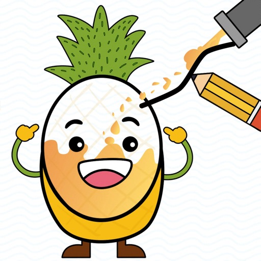 Happy Pineapple Draw Line Icon