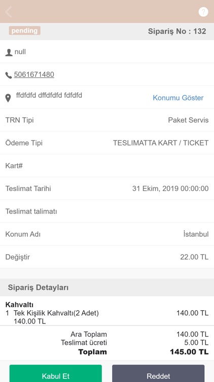 Restoran Sipariş Takip