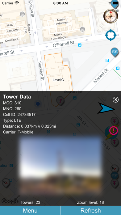 Find Tower - Locate all the cell phone GSM & LTE BTS antenna towers around you using GPS to boost reception Screenshot 2