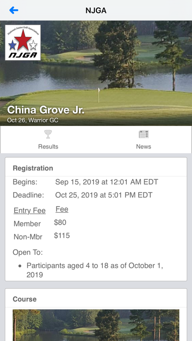 National Jr. Golf Association screenshot 2