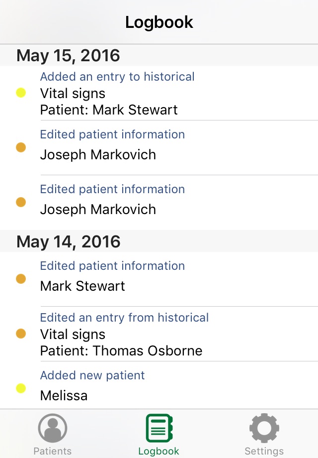 bitacora: patient's logbook screenshot 2