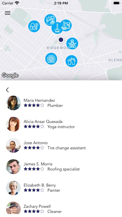 Find professionals nearby