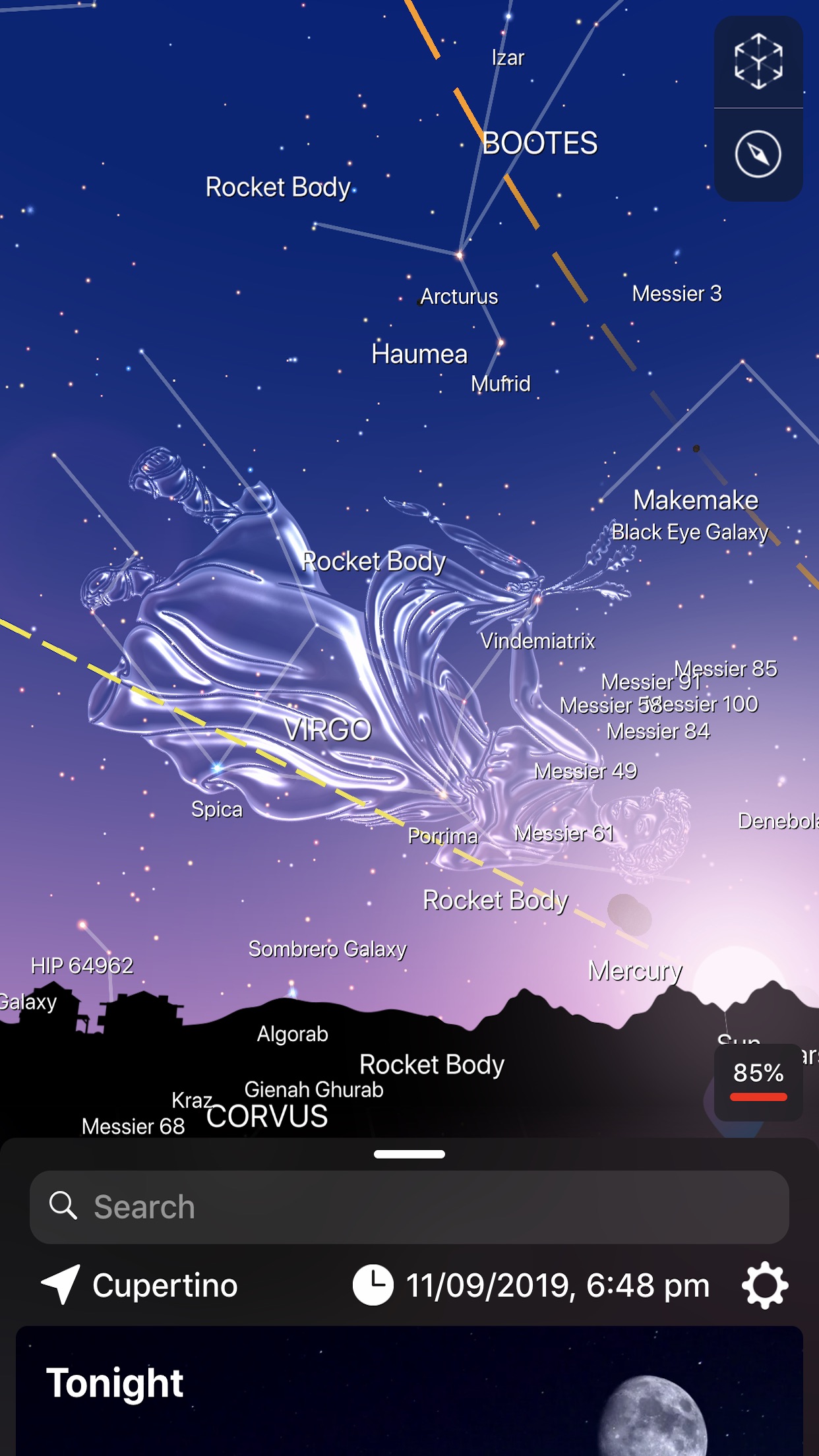 Screenshot do app Night Sky