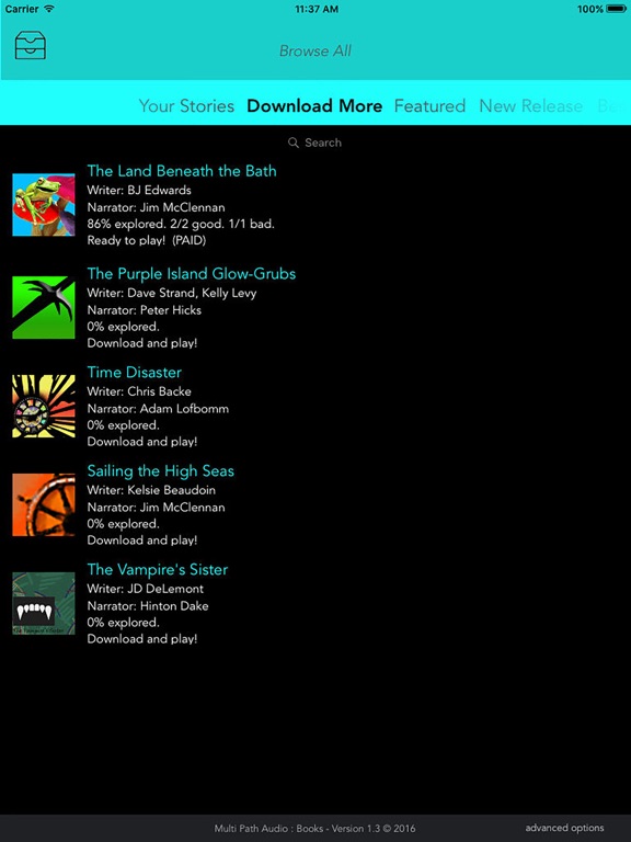 Multi Path Audio : Books - Interactive Fiction screenshot