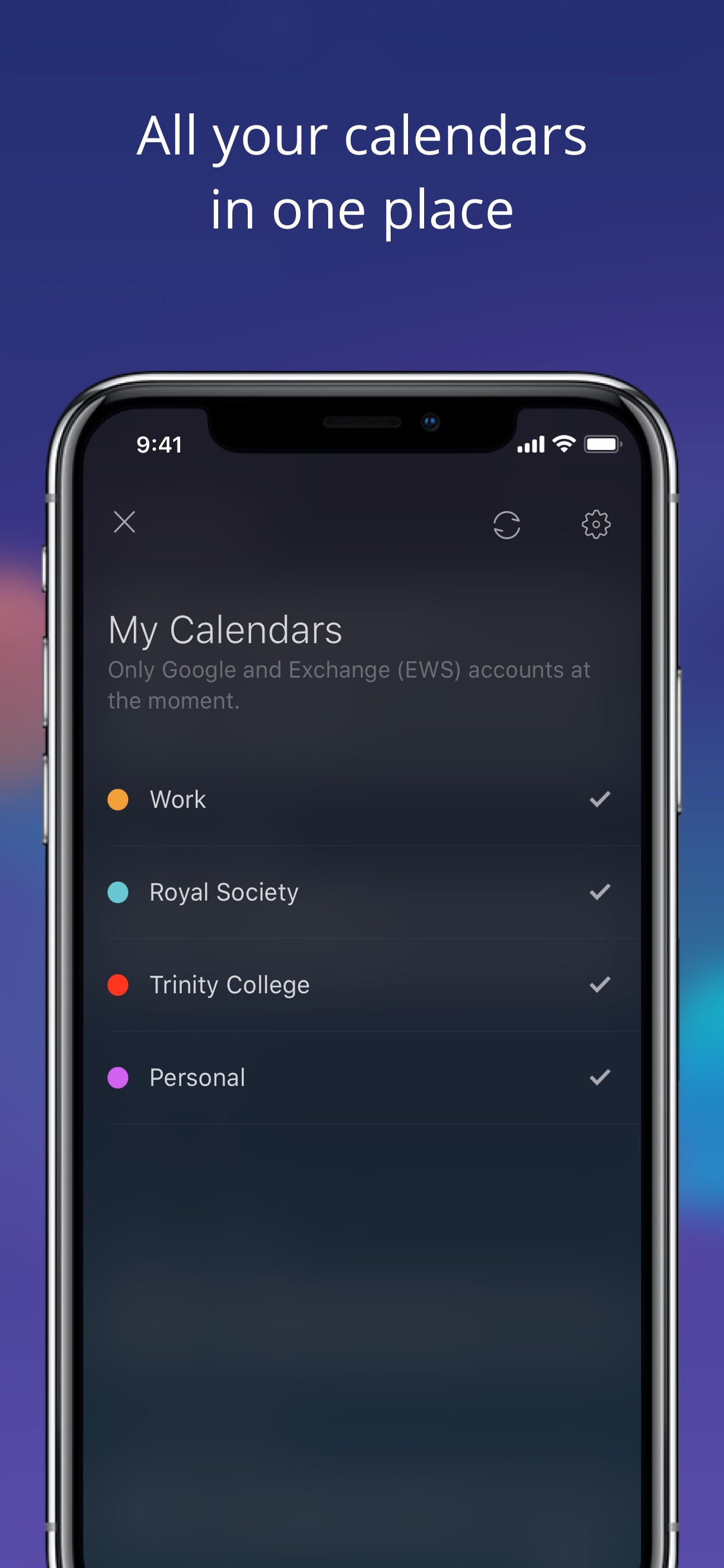 Screenshot do app Newton Calendar