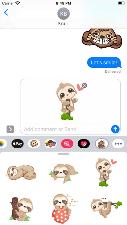 Sloth Emoticon Stickers