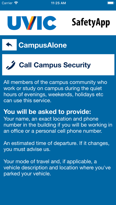 UVic SafetyApp screenshot 2