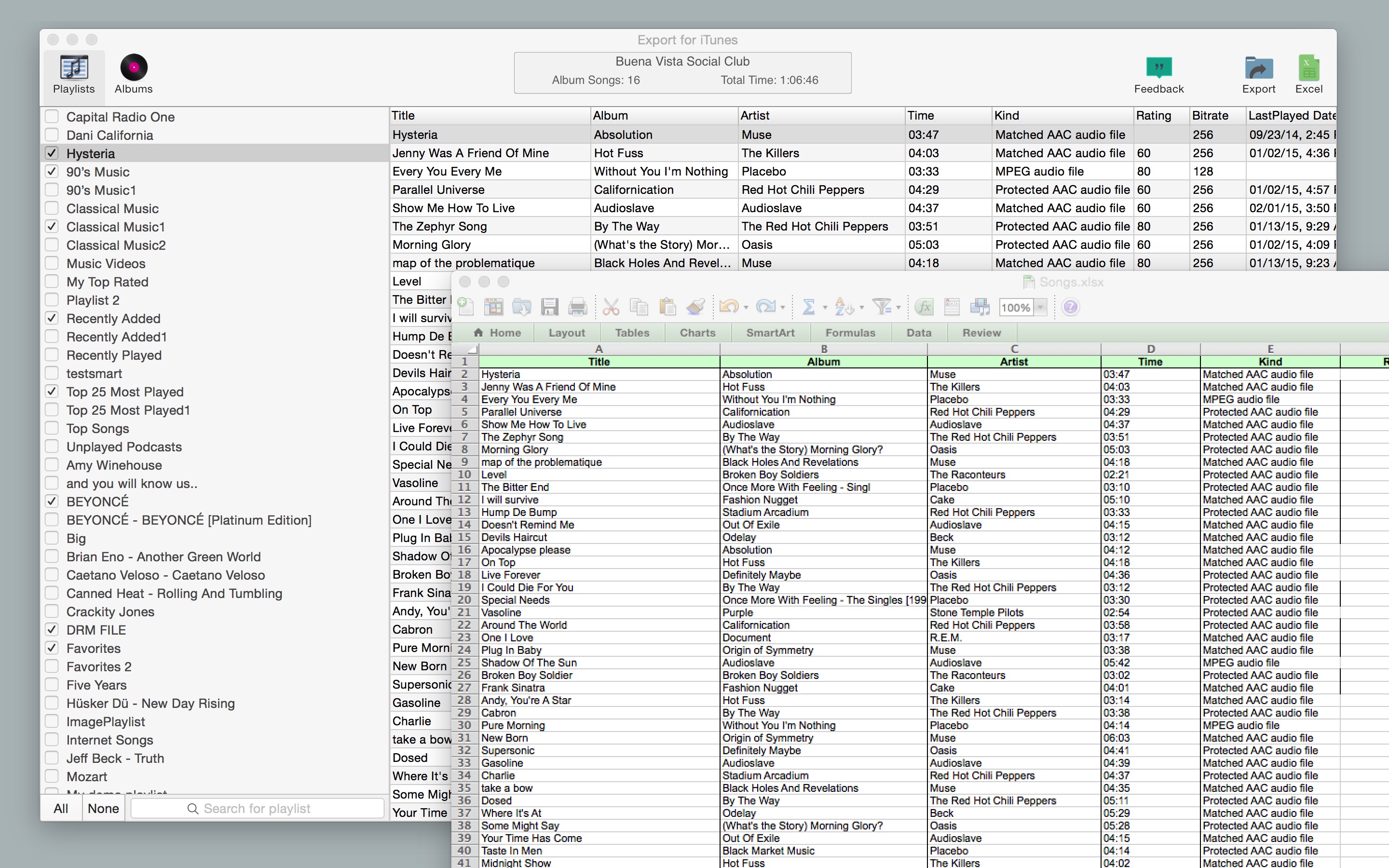 Screenshot do app Export for iTunes