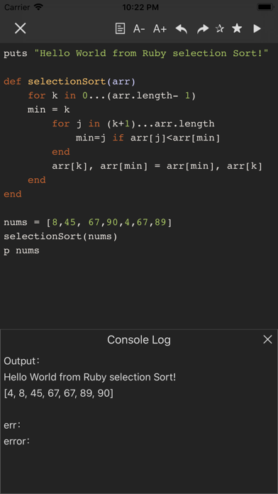 Cloud compiler programming screenshot 2