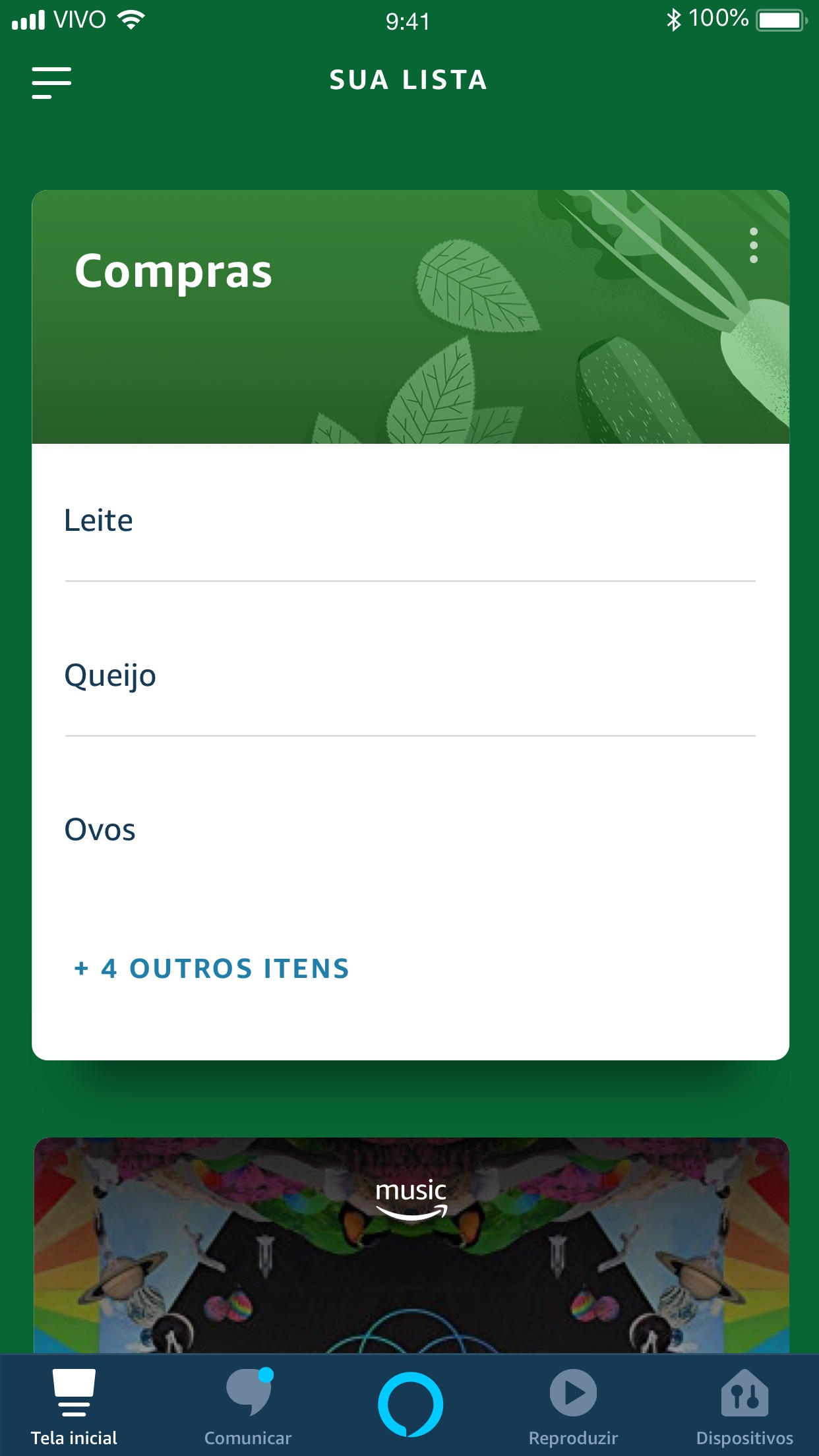 Screenshot do app Amazon Alexa